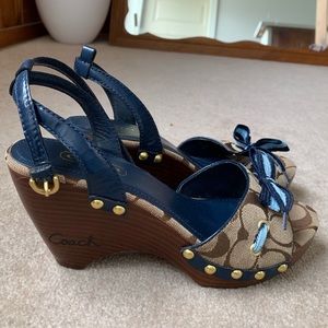 🍂 Coach Wooden Wedge Shoes Bow Betsey 7.5